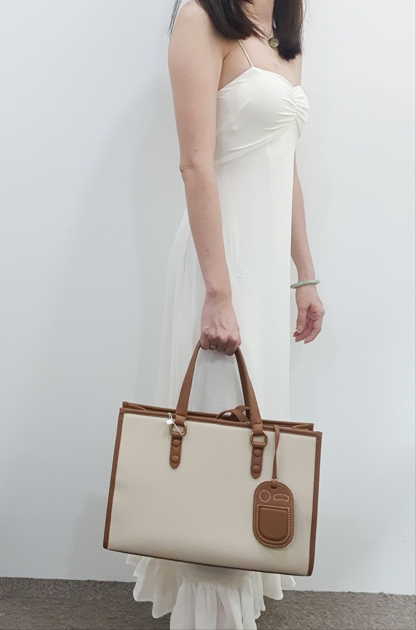 Tarra Tote Bag (Brown&White)